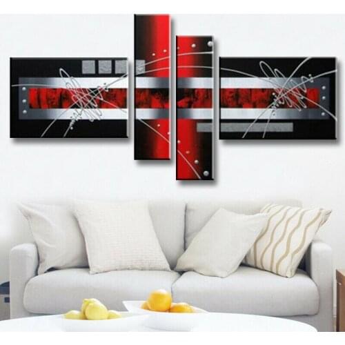 100%Hand-painted Modern Red and black Abstract Oil Painting On Canvas Wall Decor room decoration pictures for home