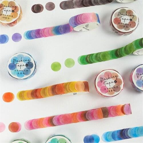 100pcs/roll Macaron Color Dot Washi Tape Self Adhesive Masking Tapes DIY Scrapbooking Notebook Round Sticker Office Stationery