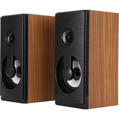 2.0 Multi-Media Handmade Wooden Box Desktop Mini Stereo Sound Effect Speaker With Breathing Lights USB Laptop Speakers