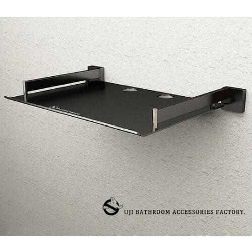 Free Shipping Top Quality OUJI Wall Mounted Black Color Aluminum Shelf for DVD Set top box AV TV RouterComponents