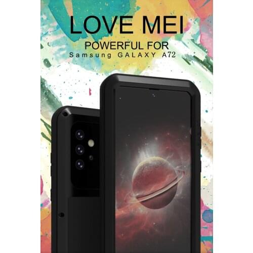 Love Mei Powerful Metal Armor Shock Dirt Proof Splashproof Phone Case For Samsung Galaxy A72 with Tempered Glass For Galaxy A72