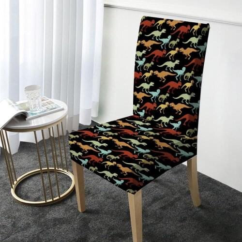 Dinosaur Chair Cover Elastic Dining Chair Protector Cover Removable Washable Slipcover for Christmas Banquet Party Home Decor