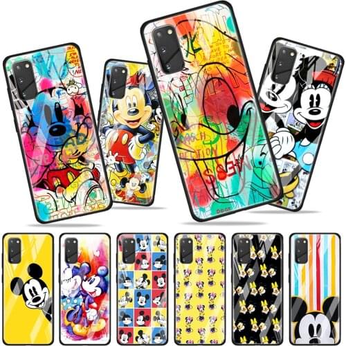 Mickey and Minnie cute for Samsung Galaxy S20 FE Ultra Note 20 S10 Lite S9 S8 Plus Luxury Tempered Glass Phone Case Cover