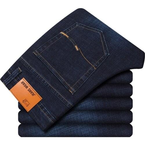 Black Distressed Jeans Blue Mens Fashion Jeans Business Casual Stretch Slim Jeans Trousers Denim Pants Male Urban Clothes 28-40