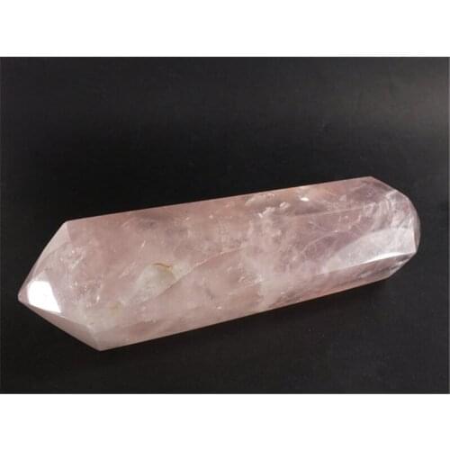 Rose Quartz Gemstone Double Terminated Healing Wand Crystal Point Reiki Polished Stone Healing Love Self-Esteem Decor Spiritual
