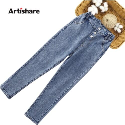 Jeans For Girls High Waist Childrens Jeans For Girls Solid Color Jeans For Children Spring Autumn Clothes For Girls 6 8 10 12 1