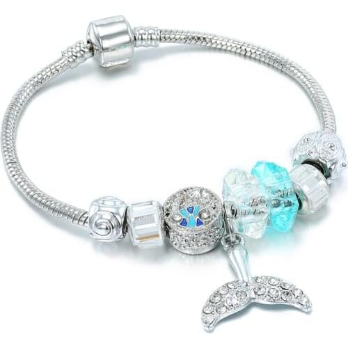 Pandora-style new fashion color preservation creative mermaid beaded bracelet