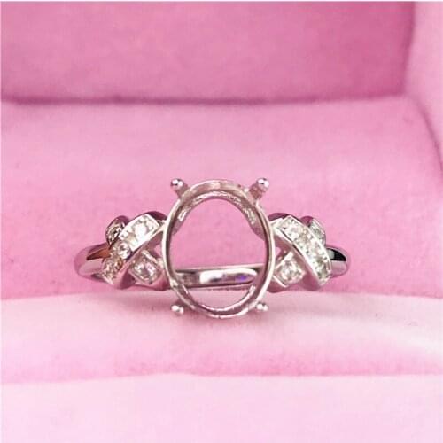 Hot sale oval size 7X9mm rings basis S925 silver ring base shank prong setting stone inlaid jewelry fashion DIY women nice