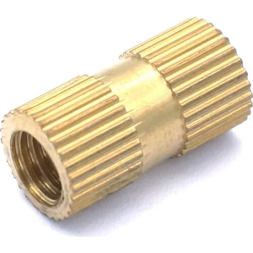 Lot100 Brass Knurl Nuts M6*16mm(L)-8mm(OD) Metric Threaded Fasteners