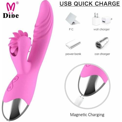 DIBE SeventhFeeling Rotation Tongue Lips Licking Multi-Speed Handheld Massage,USB chargeable Waterproof For Women