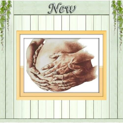 True love,pattern print on fabric DMC 14CT 11CT Cross Stitch kits,embroidery needlework Sets,pregnant girl Home Decoration