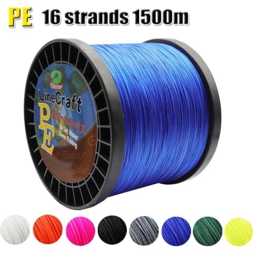 PE 16 Strands 1500m Braided Fishing Line 8 Colors Super Strong Japan Multifilament Fishing Line 60LB-310LB for Sturgeon Fishing