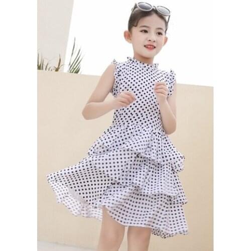 The latest explosion girl dress childrens chiffon cake new big boy girl foreign cotton dress