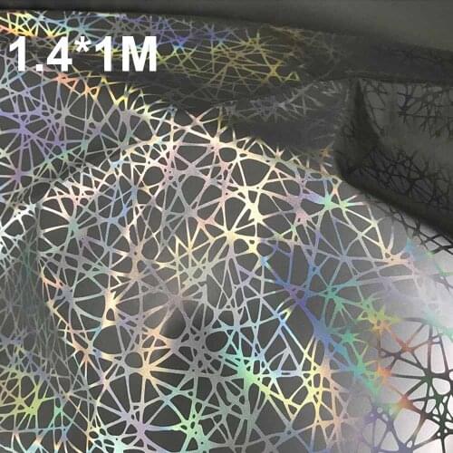 Rainbow Reflective Fabric Holographic Fabric in Mesh Pattern Mermaid Silver Fashion At Night for Clothing PatchWork Sewing Art