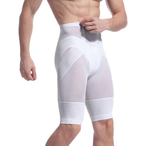 Mens High Waist Tummy Control Body Shaper Shorts Breathable Mesh Leg Compression Slimming Shapewear Butt Lifting Pants
