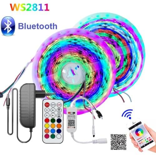 WS2811 Led Strip Lights Dream Color Bluetooth 5M 10M Individually Addressable Flexible Ribbon Tape Adapter Phone APP Controller