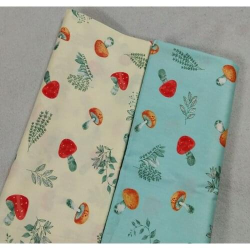 Fresh Yellow Blue Mushroom Printed 100% Cotton Fabric 50x160cm Fabric Patchwork baby cloth apparel dress quilting home decor