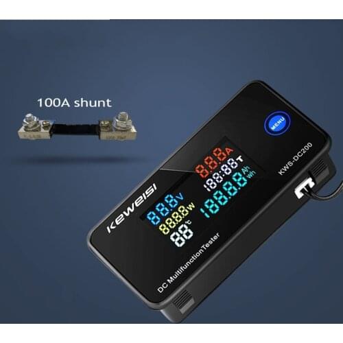 DC 0-200V 50A 100A Voltmeter Ammeter Car Battery Tester Capacity Temperature electricity Voltage Meter monitor 12v 24v 48v 96v