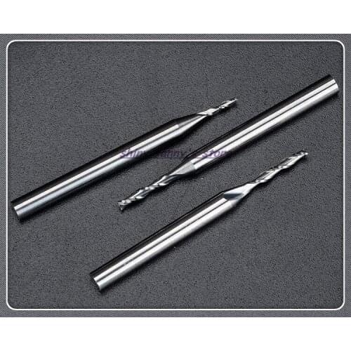 3.175x2x8/10/12mm Double Flute Spiral End Mill Acrylic PVC MDF Milling Cutter Tungsten Cutting Tool CNC