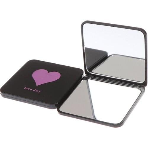 1PCS Double-sided Mirror Women Foldable Makeup Mirrors Lady Cosmetic Hand Folding Outdoor Portable Compact Pocket Random