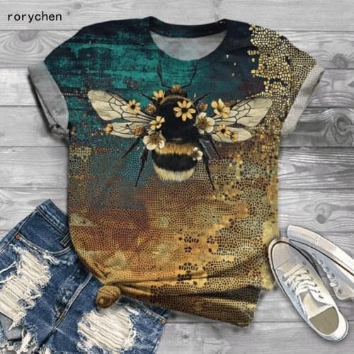 Rorychen Women 3D Animal Printed Short Sleeve O-Neck T-Shirt Summer Plus Size Casual Loose Tops camiseta mujer tee shirt A611