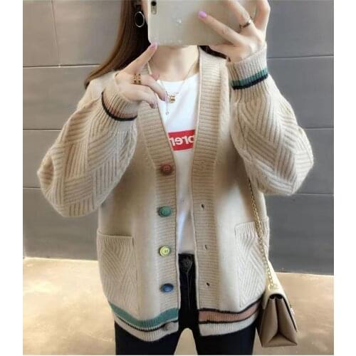 2021 Korean fashion casual ladies long-sleeved diamond cardigan shirt, Korean button shirt