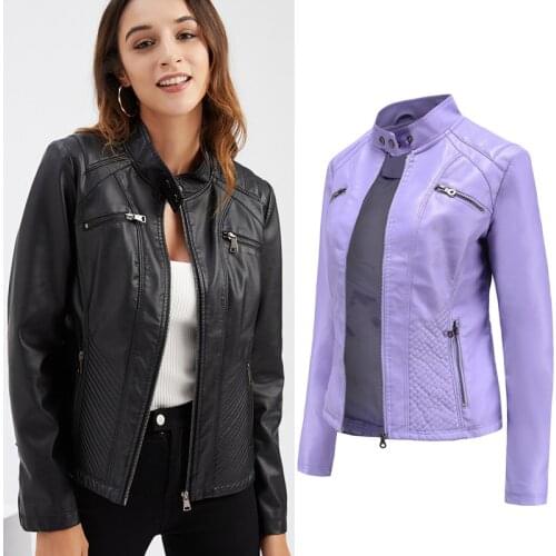 Winter Black Leather Jacket Women Korean Thin Loose Moto Jacket Female 2021 Spring Fashion Streetwear Lady Outerwear Biker Coats