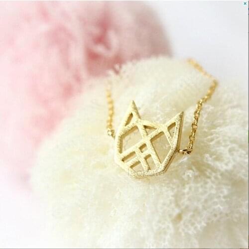 10pcs/lot Pendant Necklace Handmade Origami Cat Necklaces For Women Animal Jewelry Collier Femme