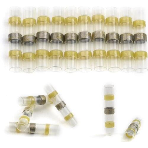 10PCS Yellow Heat Shrink Solder Sleeves Tube Waterproof Tinned Copper Electrical Wire Crimp Butt Terminals Connectors 4mm2