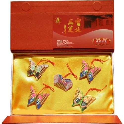 2020 New!guaranteed 100% Chinese Characteristics Gift High Grade Boxwood Comb Butterfly Group Business Gift-hudie Fengfei Lihe