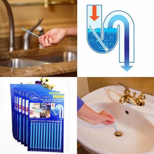 24pcs Sani Sticks Oil Decontamination The Kitchen Toilet Bathtub Drain Cleaner Sewer Cleaning Rod Convenient Sewer Hair Clear