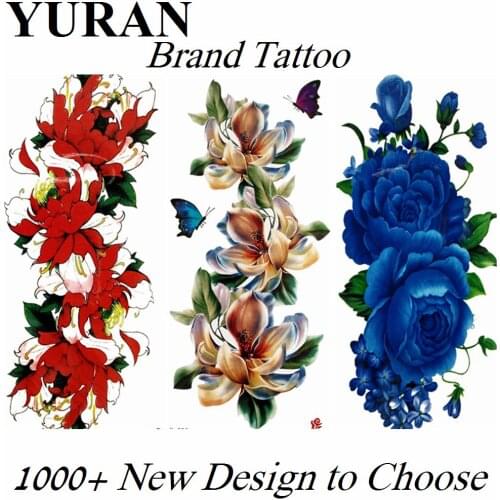 3D Large Sexy Lily Sweatpea Flower Temporary Tattoo Fake Stickers For Women Body Art Arm Girl Flower Rose Waterproof Tattoo Legs
