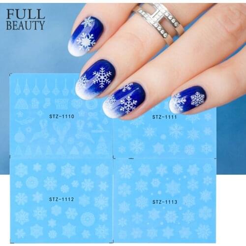 4 in 1 Winter Snowflakes Nail Water Stickers Christmas Theme Black White Design Decals Xmas Bear Elk Decoration CHSTZ1098-1113-1