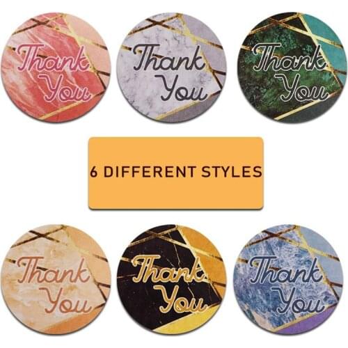 500pcs Thank You Stickers Round Pink Geometric Pattern Seal Labels Christmas Stickers School Stationery Sticker