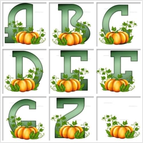 5d Diy Diamond Painting Green Pumpkin Personalized Custom Name Cartoon Alphabet Diamond Mosaic Cross Stitch Kits Home Decor Gift