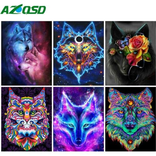 AZQSD Diamond Painting 5d Wolf Full Square Drill Diamond Embroidery Animal Picture Of Rhinestones Gift Handmade Art Home Decor