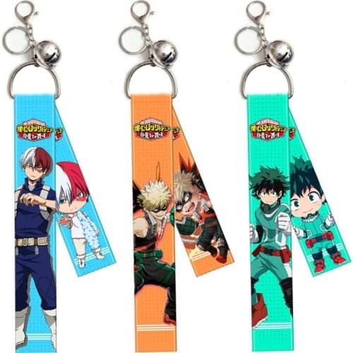Anime My Hero Academy Lanyard Pendant Keychain Cartoon Cosplay Bakugou Katsuki Todoroki Shoto Keyring Fans Gifts