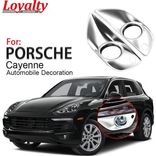 Loyalty for Porsche Cayenne 2015 2016 2017 Front Fog Light Lamp Cover Trim ABS Matte Car Styling Auto Accessories