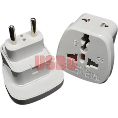 Black 10A 250V 2-into-1 EU 4.0MM electric plug Switzerland Brazil Italy Bulgaria Greece travel adaptor plug socket convertor