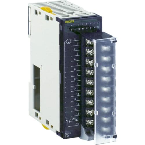 CJ1W-OD213 Digital high-speed output unit, 16 x transistor outputs, NPN, 0.5 A, 24VDC, screw terminal