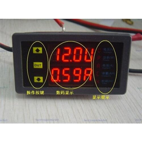 DC10-90V 100A Dual LED Display Voltmeter Ammeter Voltage AMP Power Meter Tester Monitor Detector