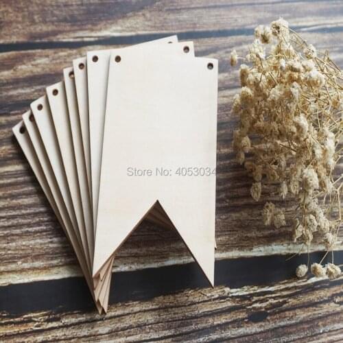 Wood flag banner, Unfinished wooden banner wood Cut Outs,plain shape for Scrapbooking ,DIY Crafting Wood laser cut tags