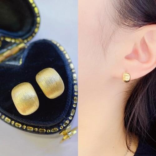 DIWENFU 10K Gold Jewelry Stud Earring for Women Bohemia Round Aro Mujer Oreja Orecchini Bizuteria 10K Yellow Gold Garnet Earring