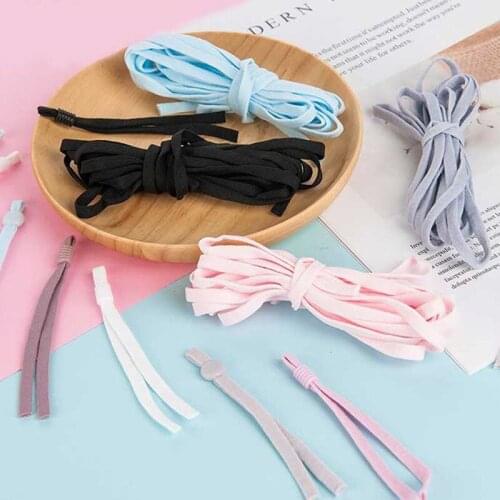 10/50 Pcs Sewing Elastic Band Cord with Adjustable Cotton Buckle Stretchy Mask Earloop Lanyard Earmuff Rope DIY Making Supplies