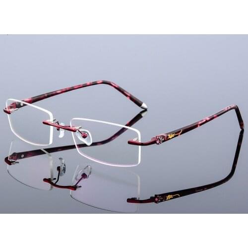 Elegant Lady Alloy Glasses Reading Glasses Frame Women Diamond Cutting Ultralight Frameless Myopia Prescription Frame