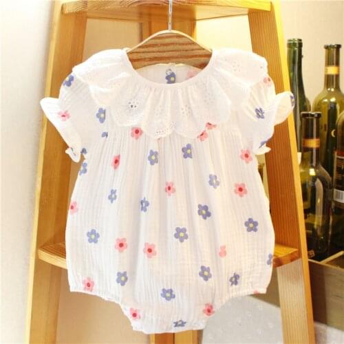 Cotton Ruffle Jumpsuit Summer Baby Romper Floral Toddler Korean Newborn Baby Girl Romper Onesie Ropa Baby Baby Costume BW50PF