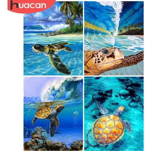 HUACAN DIY Frame Oil Painting By Numbers Turtle Animal On Canvas Wall Art Picture By Numbers Animal Childrens Room Decor