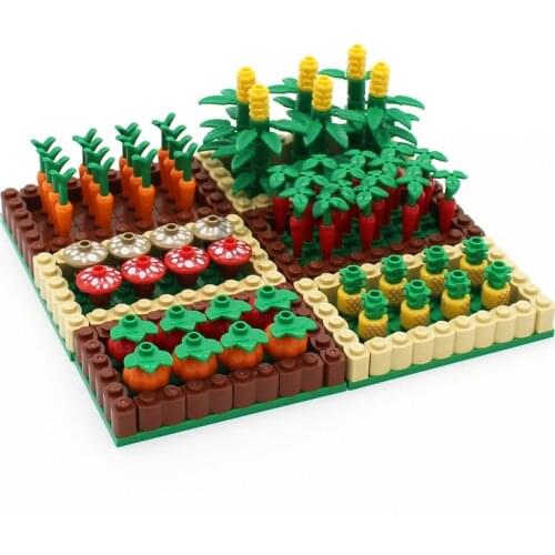 MOC Farm Crop Plant Pumpkin Radish Pineapple Mushroom Maize City Street View Building Blocks Bricks Compatible with Assembles