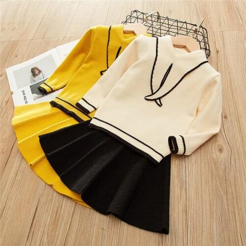 1 2 3 4 Y Toddler Girls Clothing Sets Autumn New Arrival Korean Knitting Sweater Fashion Skirt Baby Clothes Suits High Quality