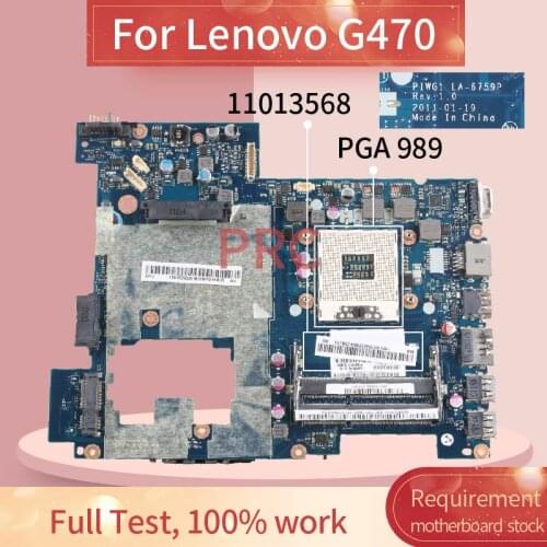 11013568 Laptop motherboard For Lenovo G470 HM65 Notebook Mainboard PIWG1 LA-6759P